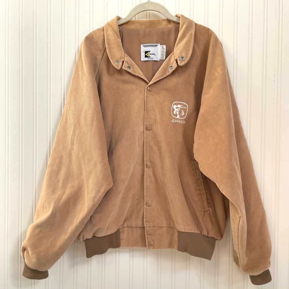 Vintage K Brand Jacket Mens XL Corduroy Bomber Coat Quaker Company.